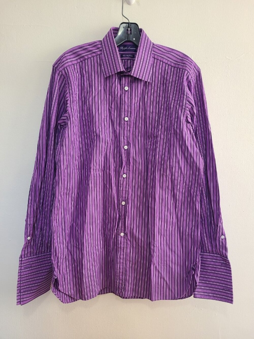 Ralph Lauren Purple Label Dress Shirt 15 1/2 Purple Striped French Cuff
